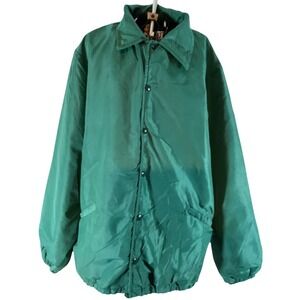 Vintage Kingfish Collection Green Sherpa Lined Nylon Coach Jacket L
